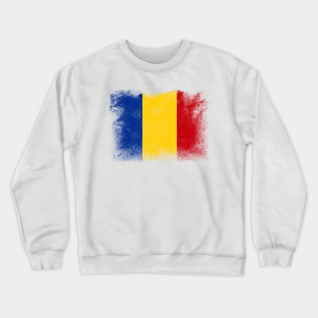 Romania flag isolated Crewneck Sweatshirt by psychoshadow